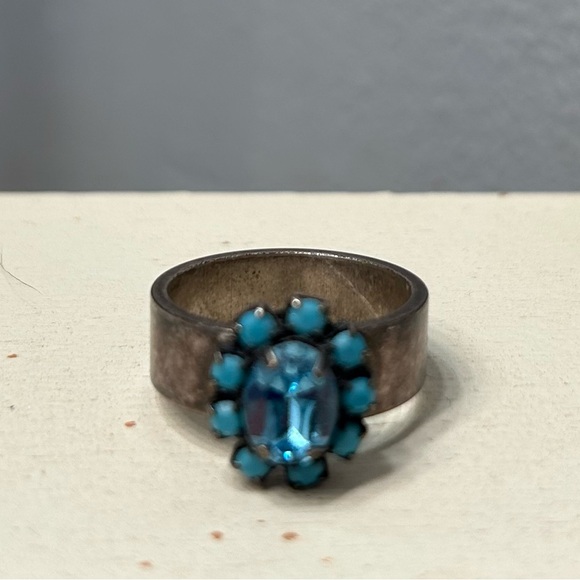 Turquoise Jeweled Rustic Ring - Picture 3 of 3